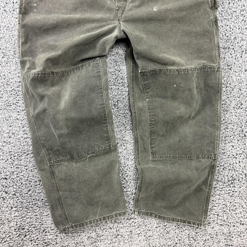 Carhartt Duck Bib Overalls Mens 44x32 R06 MOS Moss Green Double Knee Canvas USA - Picture 7 of 15